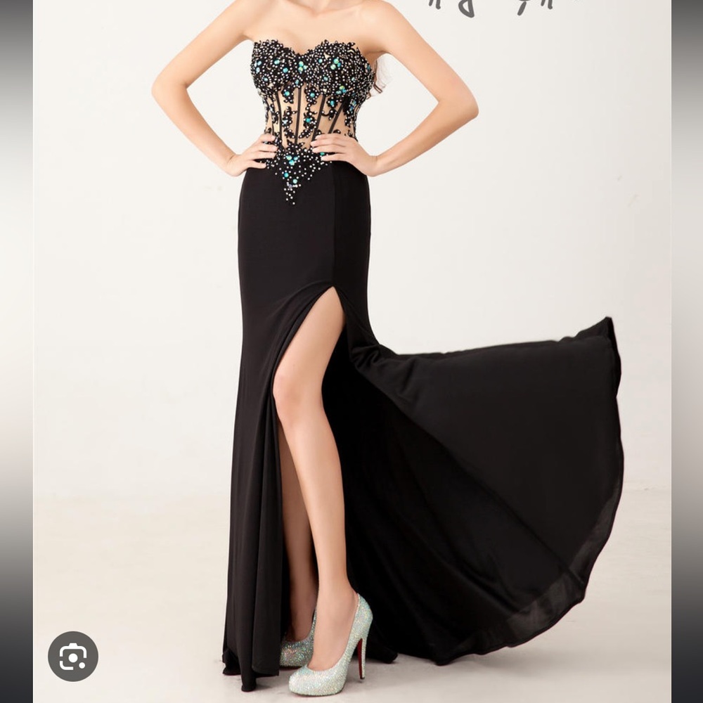 ANGELA AND ALISON Beaded Lace Jersey Gown 41042